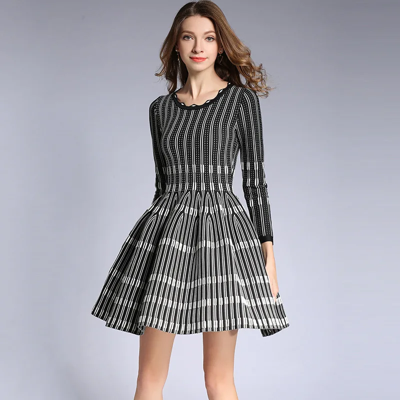 Женское платье свитер повседневное облегающее А силуэта с О образным вырезом и