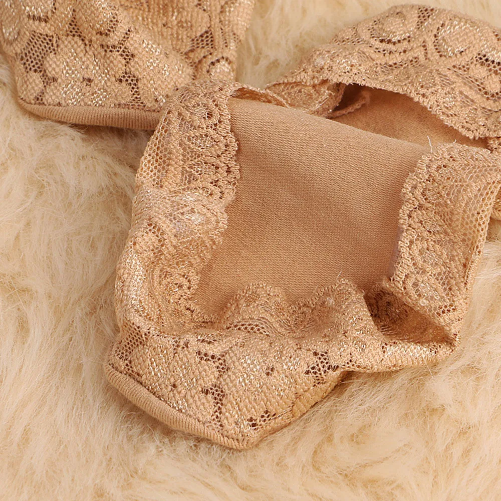 Силиконовые неглубокие женские кружевные тапочки носки по щиколотку невидимые