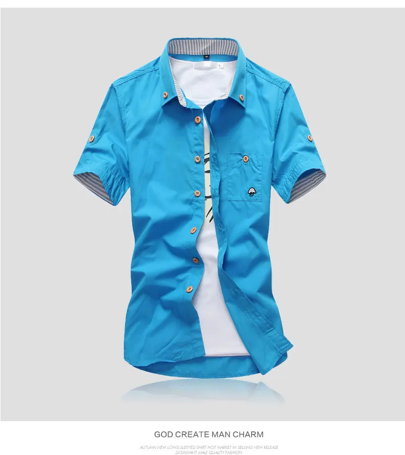 2018 новый бренд гриб вышивка Для мужчин s короткий рукав Повседневное рубашки