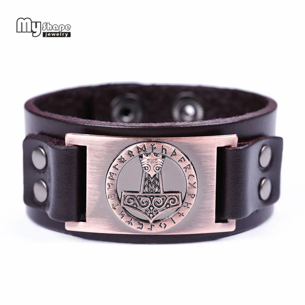 My Shape мужской славянский браслет Тора молотка из натуральной кожи|Браслеты| |