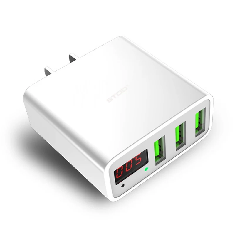 STOD 3 порта USB зарядное устройство LED шоу в реальном времени зарядка 2.4A для iPhone iPad