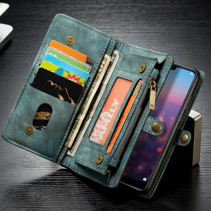 Для huawei P20 Pro P20 Lite mate 20 чехол на молнии Магнитный чехол Ретро чехол из натуральной кожи для huawei mate 20 P20 P30 Pro - Цвет: Зеленый