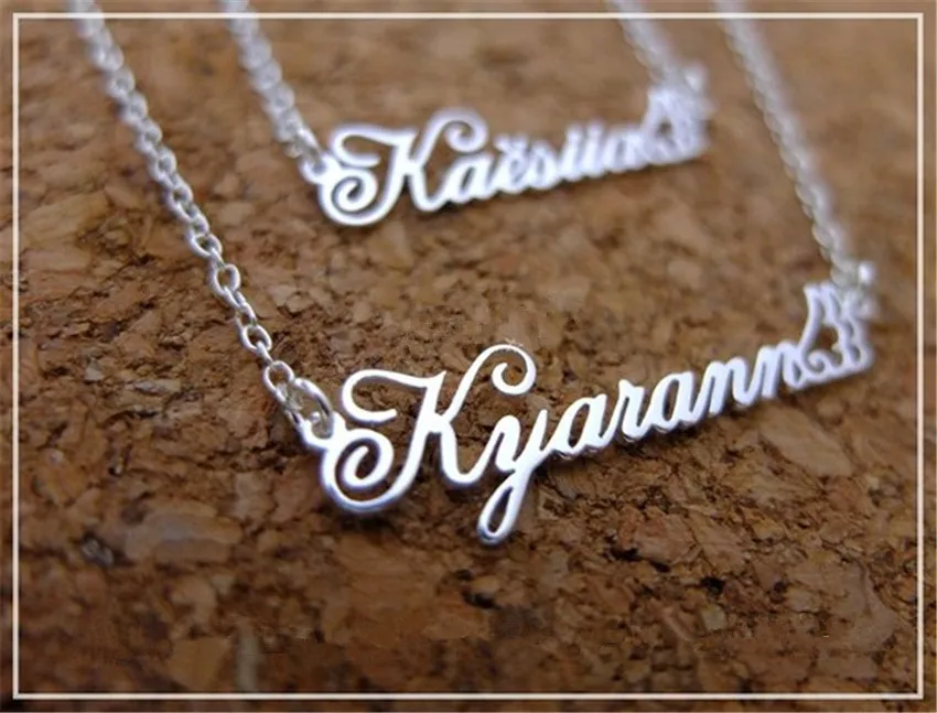 Женское Ожерелье из нержавеющей стали с кулоном надписью Cursive|Индивидуальные