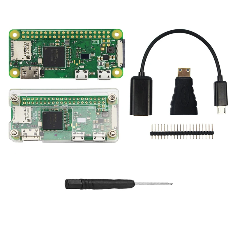 Raspberry Pi Zero W стартовый комплект 5MP камера+ RPI Zero W ABS чехол+ теплоотвод+ 5V2A адаптер питания+ sd-карта 16G+ комплект адаптера Mini HDMI