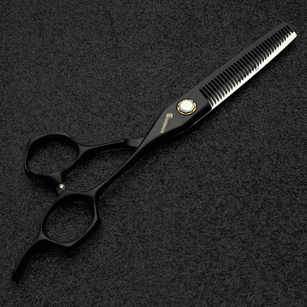 Черный 6 дюймов Японии 440C стали Ножницы профессионального парикмахера ножницы