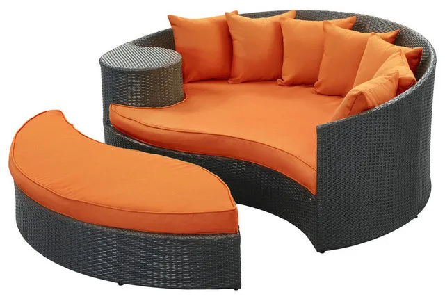 Садовая мебель плетеная кушетка из ротанга и пуфика | Мебель