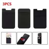 3pcspack elastic stretch lycra adhesive lycra credit card holder wallet for cell phone black sticker id holder card sleeve 30
