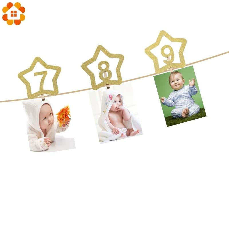 1 компл. Just Born& 1-12 месяцев Золотой номер DIY фоторамка баннеры детский душ день рождения гирлянды фото стенд реквизит украшения