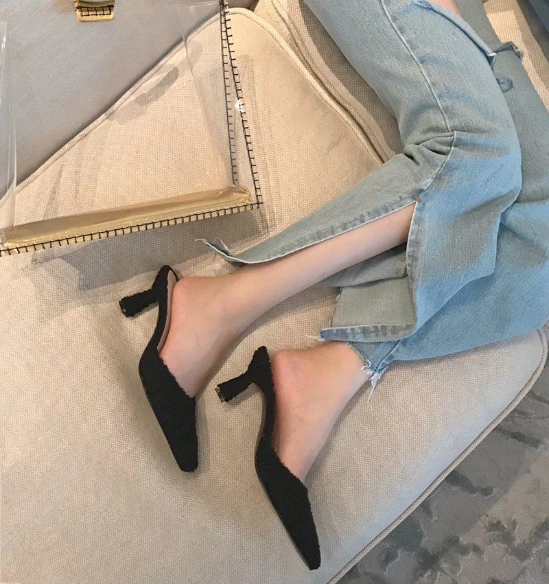 Женская обувь; короткие плюшевые тапочки; zapatos de mujer; дизайнерские шлепанцы с квадратным носком; обувь для девочек