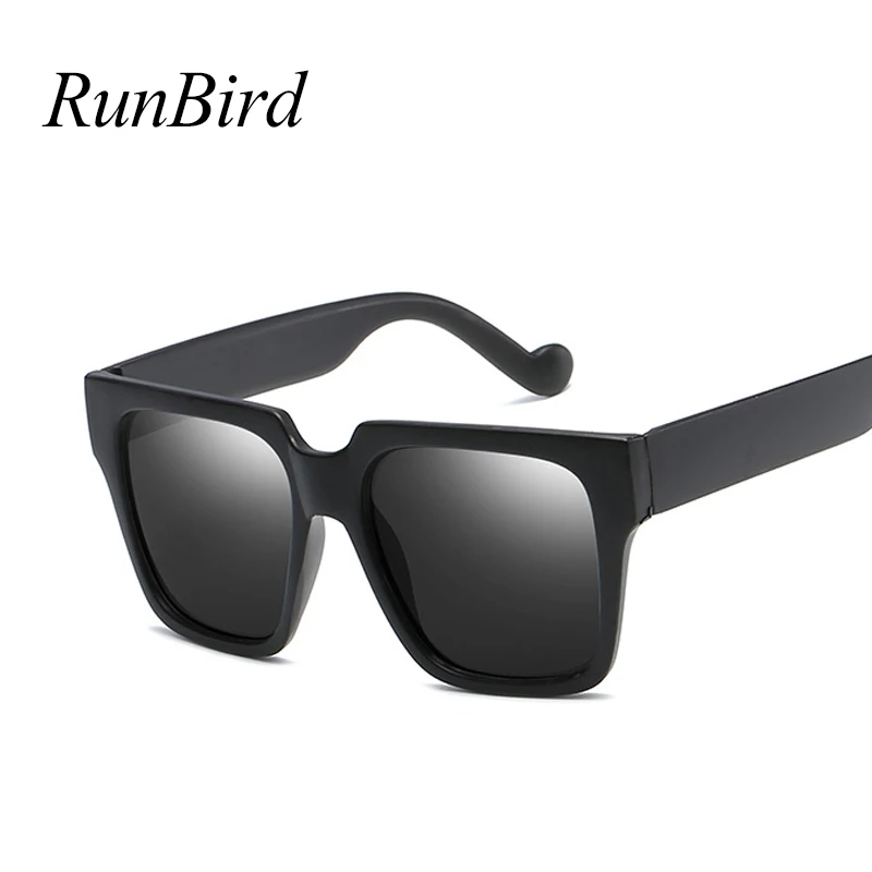 RunBird негабаритные Квадратные Солнцезащитные очки Для женщин Винтаж с большой оправой черные солнцезащитные очки для женщин зеркальное украшение Uv400 5343 R