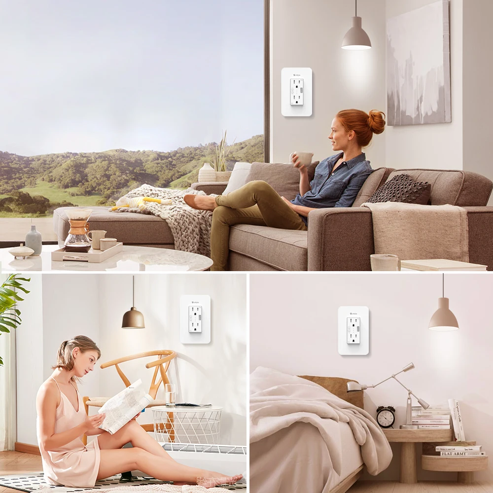EMYLO WiFi настенная розетка Smart Socket Plate Voice Control Timer Switch Устройство защиты от перенапряжения Работает с Alexa Echo/Google Assistant/IFTTT включено.