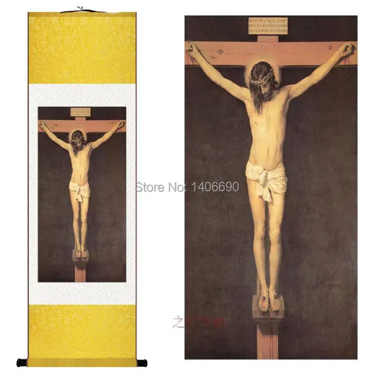 Оптовая цена -- Топ христианство искусство-шелк китайской живописи Иисуса Христа