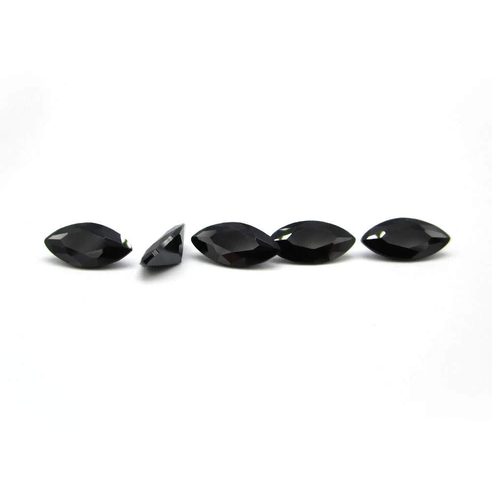 

50pcs/lot Black Color Glass Stone High Quality 1.5x3~8x16mm Marquise Cut Loose Black Synthetic Gems Beads For Jewelry