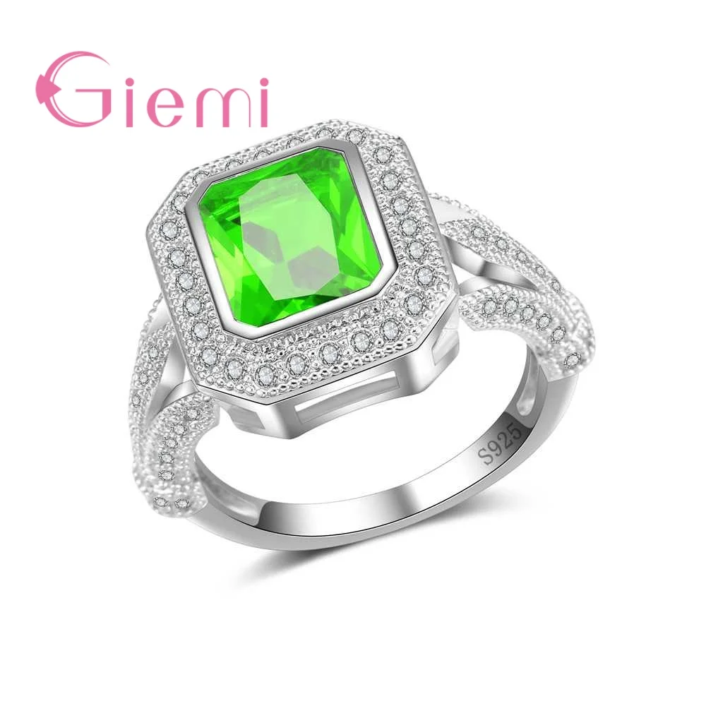 

925 Sterling Silver Prong Setting Rings For Women Wedding Engagement Anniversary Jewelry Gorgeous Trendy Gift For Lover