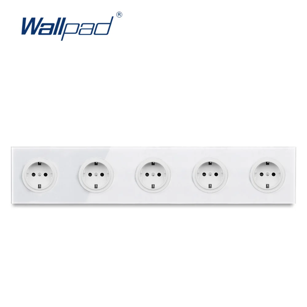 L6 Quintuple 5 Way евроштекер Schuko настенная электрическая розетка с белая панель из