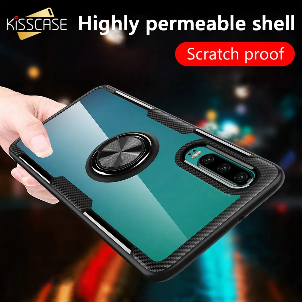 KISSCASE Armor чехлы для телефонов Huawei P20 P30 Lite Pro Mate 20 кольцевой держатель чехол Honor 8X 10