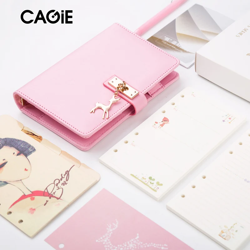 Kawaii Макарон дневник портфель a6 Кольцо Связующего notebook карман Журнал Дневник