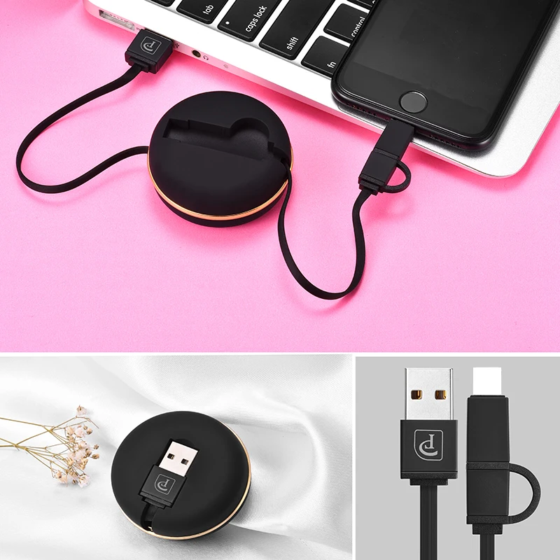 OATSBASF 2 In 1 USB Cable Micro &amp Type C for Samsung Xiaomi Huawei Retractable Portable For Android Data Transfer | Мобильные