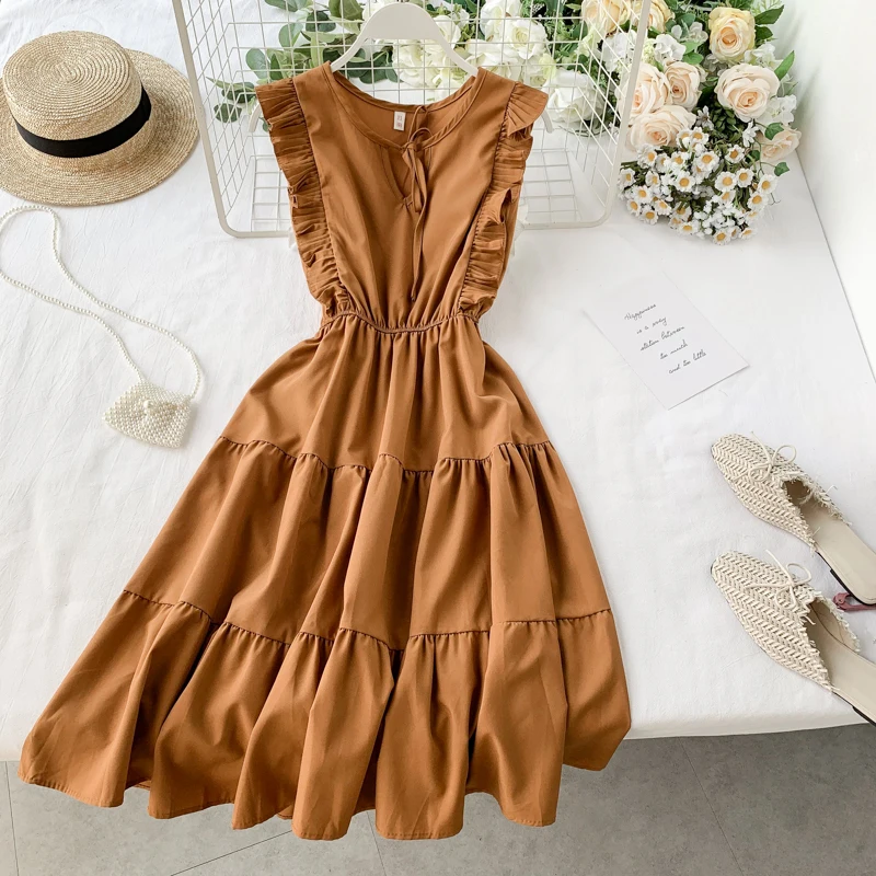 2019 новые модные женские платья французское платье без рукавов и длинное ретро с