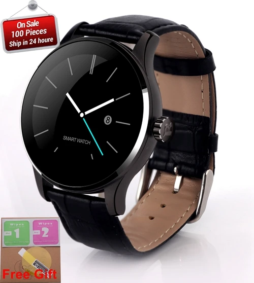 Black Leather K88H умные часы для мужчин с Bluetooth звонком 1,22 дюймов ips экран Поддержка Спорт монитор сердечного ритма Bluetooth Smartwatch PK L5 DT98 - Цвет: Black Leather