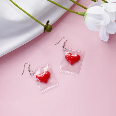 Корейские милые модные женские серьги с красным сердцем висячие Dames Drop Oorbellen Bijoux