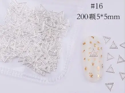 style16 3D Шпильки для ногтей, пустотелая металлическая заклепка, металлическое украшение/золотисто-серебристые шпильки/геометрический маникюр в золотой оправе, сделай сам, дизайн ногтей - Цвет: style16
