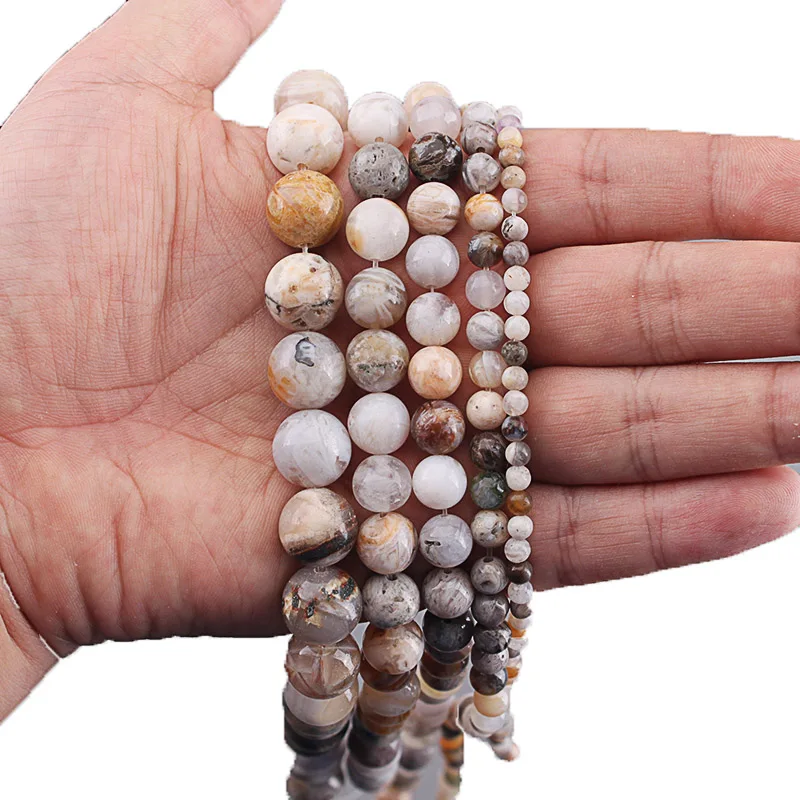 

AAA Natural Stone Beads Bamboo Leaf Agates Carnelian 4 6 8 10 12mm Round Loose Beads For Bracelet Necklace Jewelry Making