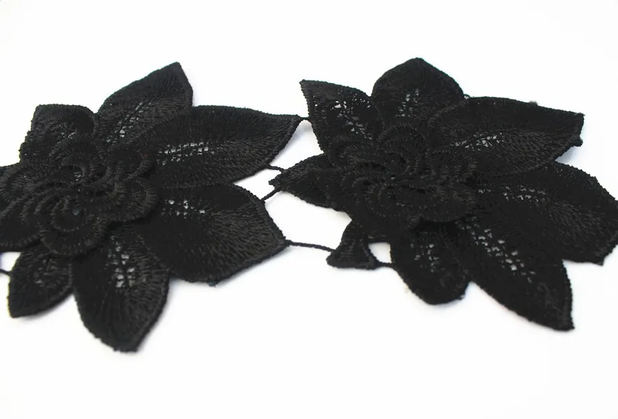 3D Черный полый водорастворимый цветок вышитые тисненые кружева ленты Мотив