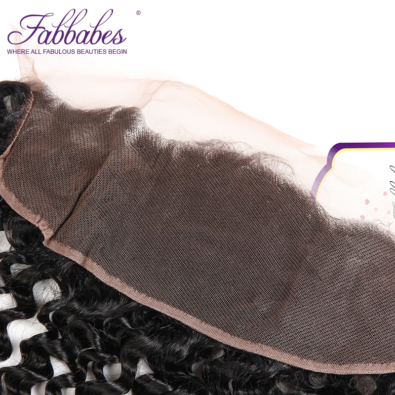 Fabbabes Peruvia глубокая волна 13*4 Кружева Фронтальная уха до Бесплатная/закрытие