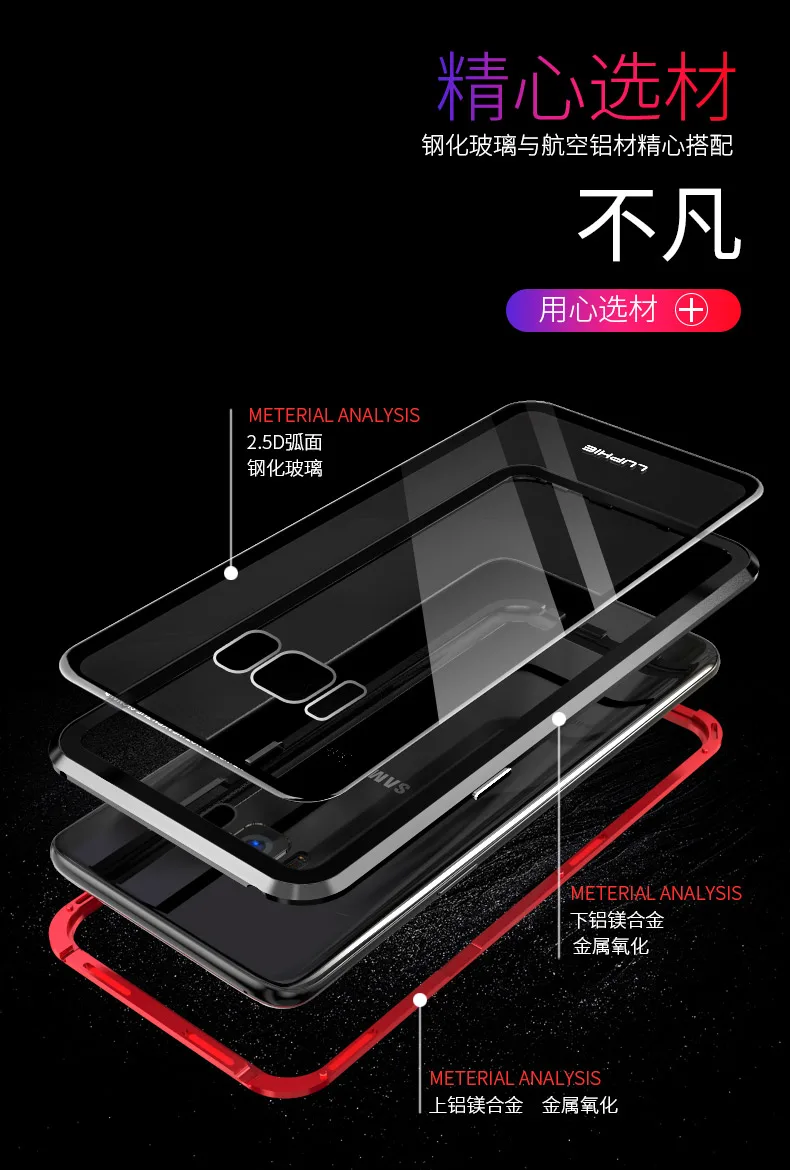 Магнитный металлический чехол LUPHIE для samsung Galaxy S9 S8 Plus Note 9, Магнитный чехол-бампер, прозрачная стеклянная крышка для samsung Note 9, чехол