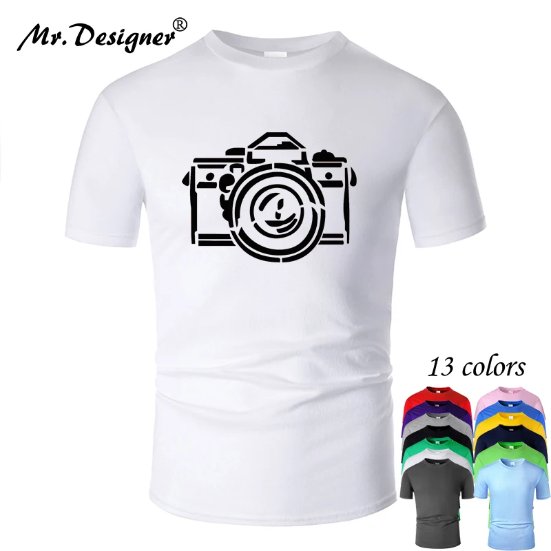 Camera Line Art хлопковая футболка для мужчин унисекс простой стиль лето короткий рукав