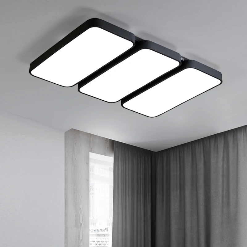 DAR Minimalist Rectangle Modern Led Ceiling Lights For Living Room Black White Chandelier Lamp Fixtures Luminaria Avize | Освещение