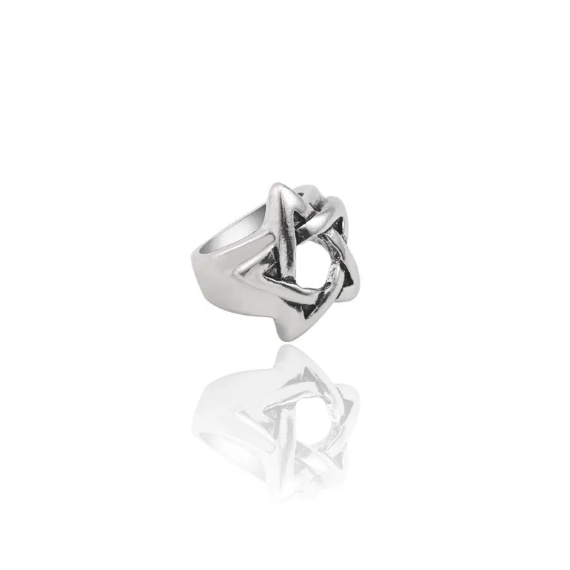 

Punk Vintage Hexagram Ring Gothic Cool Men Hollow Star Of David Rings Hip Hop Biker Men's Jewelry Christmas Gifts Anel Masculino