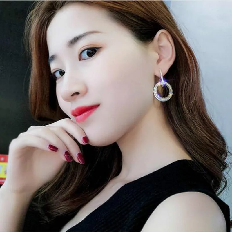 Женские Элегантные Кристальные сережки круглые серьги для свадебной вечеринки |