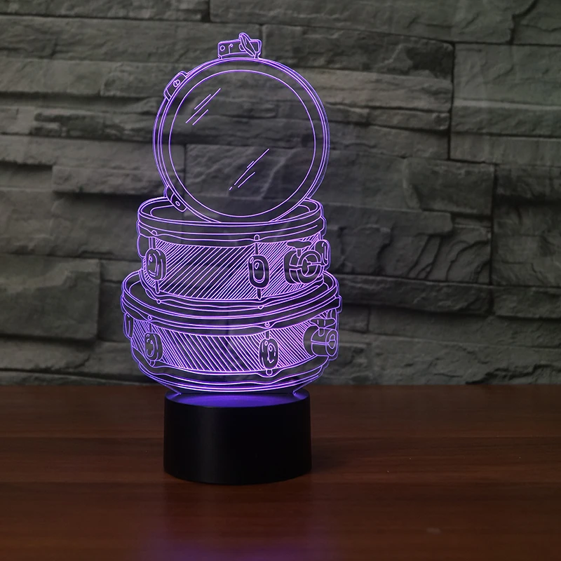 3D светодиодный Музыкальный барабан набор настольная лампа 7 цветов изменяющийся