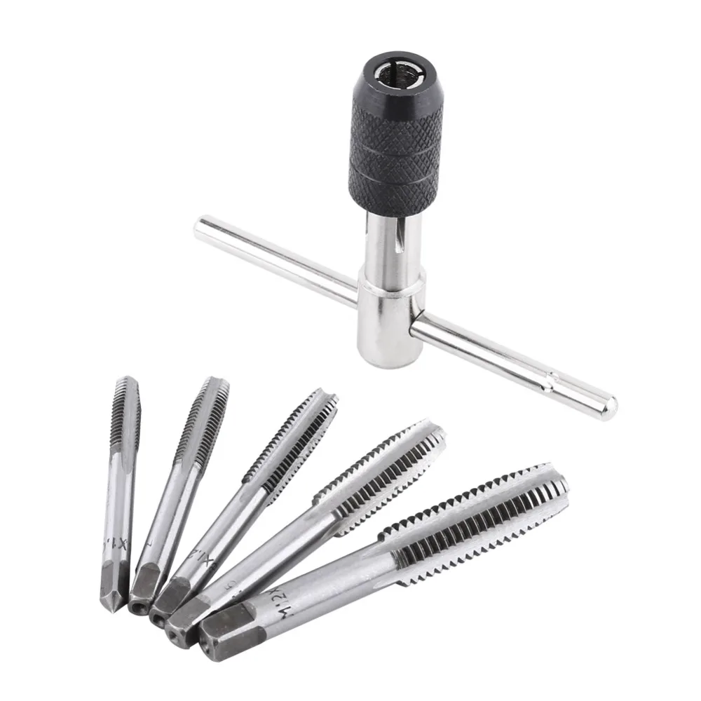 6 шт. рука Метчик WrenchTap комплект M6/M7/M8/M10/M12 прямо рифленый резьбе метрической