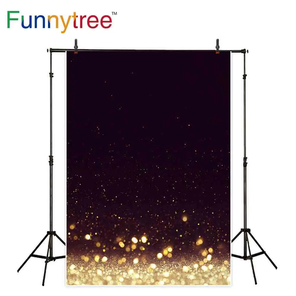 Фотофон Funnytree черный блестящий роскошный фон в Золотой горошек с абстрактным