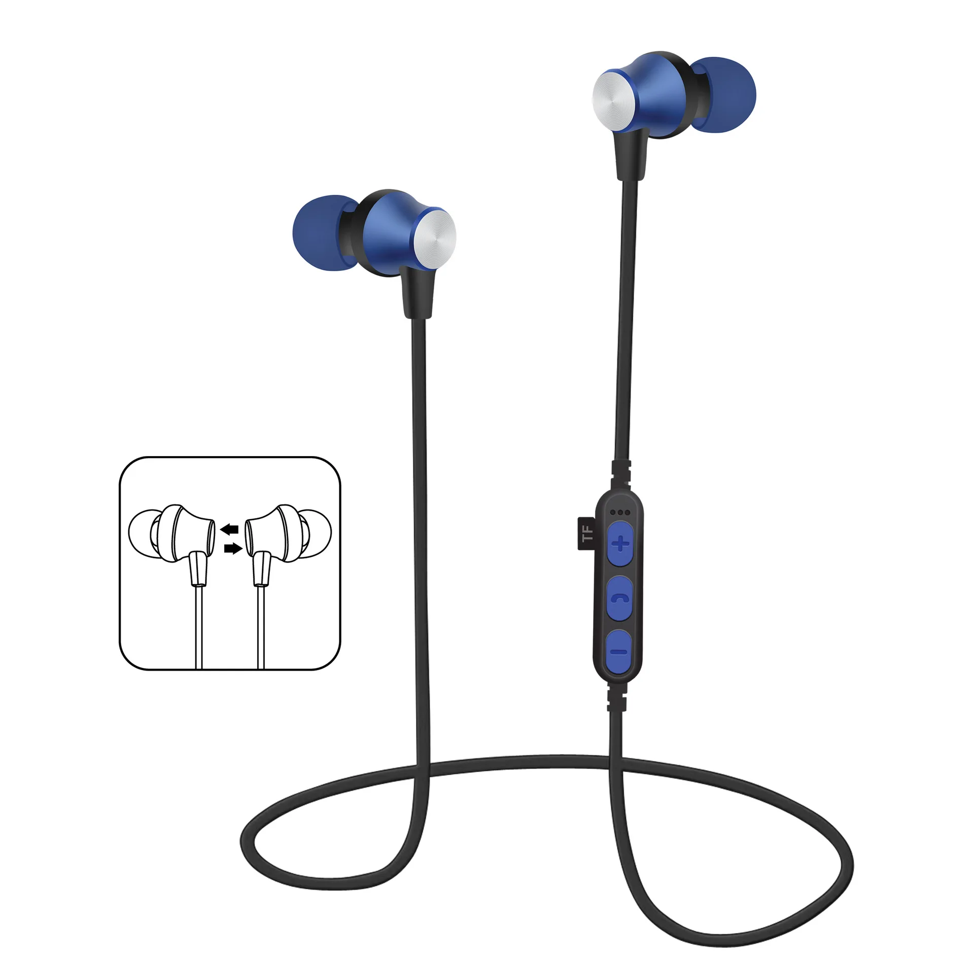 30 шт./лот, MS-T2, магнитные Bluetooth спортивные наушники, беспроводная гарнитура для бега с микрофоном, MP3, наушники, бас стерео, BT 4,2, для iphone 6, 7