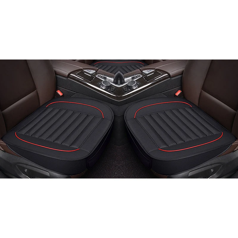Black front 2pcs Automobiles Seat Cover Auto Accessories PU Leather Interior Car Seat Cover Four Seasons Universal Protector Storage Seat Cushion - Название цвета: Black front 2pcs