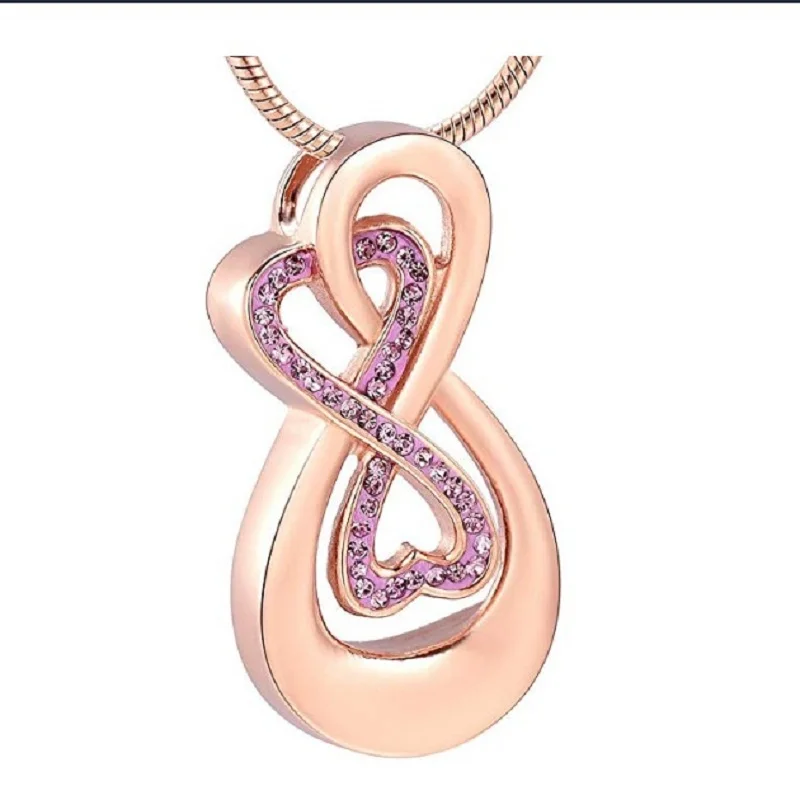 Фото IJD08 Infinity Love Урна Подвеска из нержавеющей стали Змеиная цепочка Украшения для кремации для праха для женщин Бесплатные инструменты для наполнения в комплекте №5