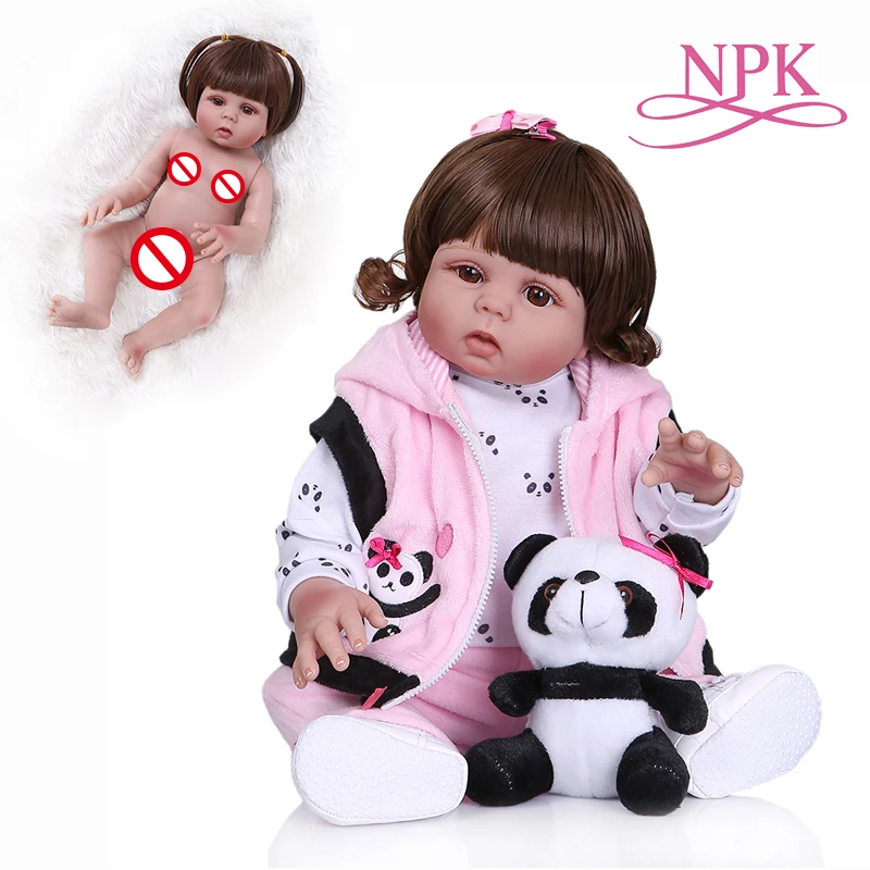 NPK 48 см кукла bebe младенец получивший новую жизнь девочка в розовом платье полный