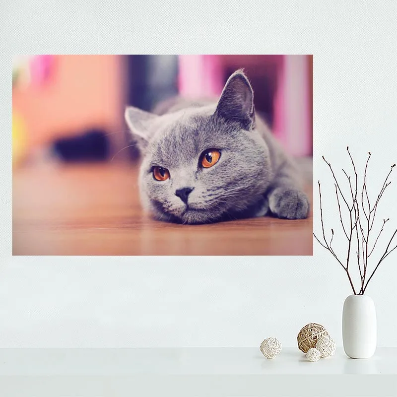 Hot Sale Custom cat canvas poster Home Decoration Wall Art High Quality cloth Silk Fabric wall print | Дом и сад
