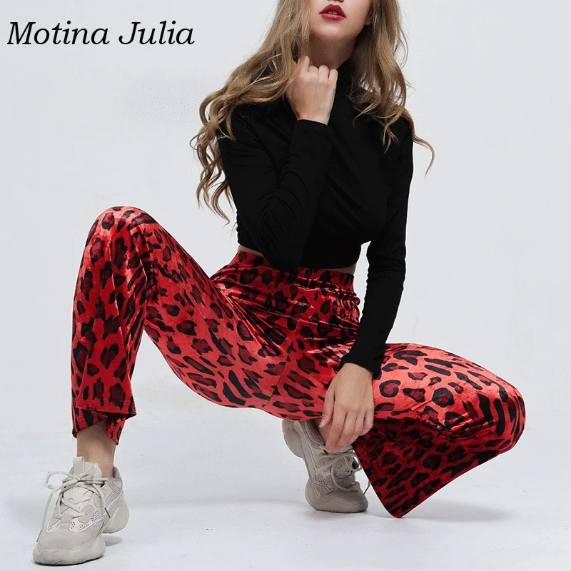 Motina Julia сексуальные красные бархатные брюки женские 2018 осень зима Модные