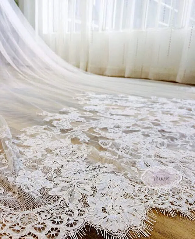 Вуаль для венчания один слой кружевной край длинный вуаль невесты 3 метра|long bridal