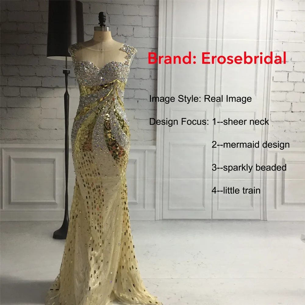 Женское блестящее вечернее платье со шлейфом Erosebridal синее длинное с блестками