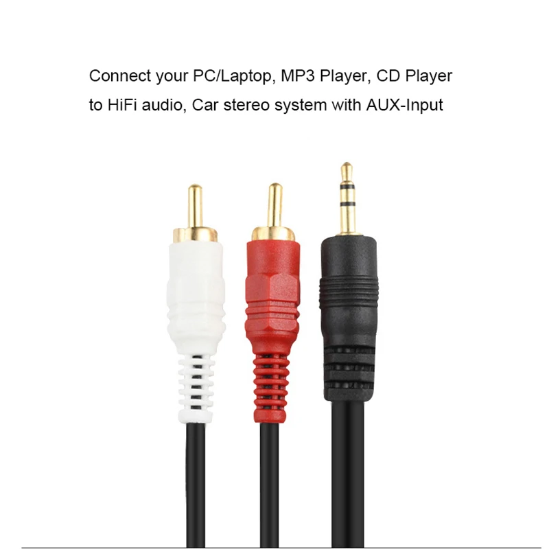 Новый 1 5 м 3 мм штекер Jack в AV 2 RCA Мужской стерео музыкальный аудио кабель шнур AUX