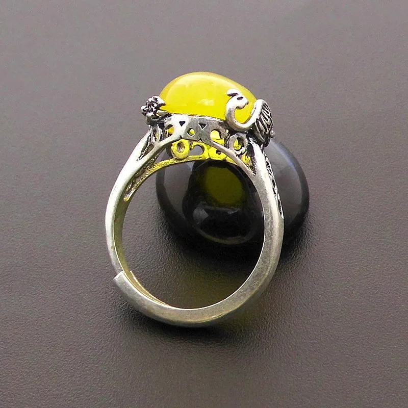 Натуральное желтое кольцо с камнем из стерлингового серебра 925 пробы Bague Femme