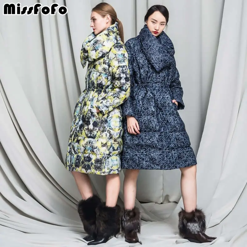 MissFoFo 2018 Новый CLJ пуховик 3d кружевные модные пуховики и парки для женщин зимняя
