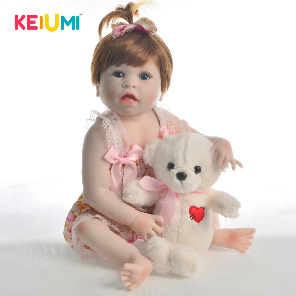 Полностью силиконовые виниловые куклы KEIUMI 23 дюйма реалистичные Новорожденные