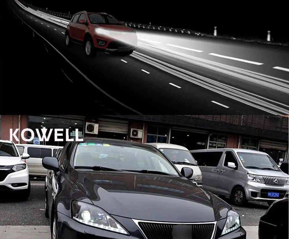 KOWELL стайлинга автомобилей для Lexus IS250 фары, светодиодные фары DRL Объектив Двойной Луч Ксеноновые